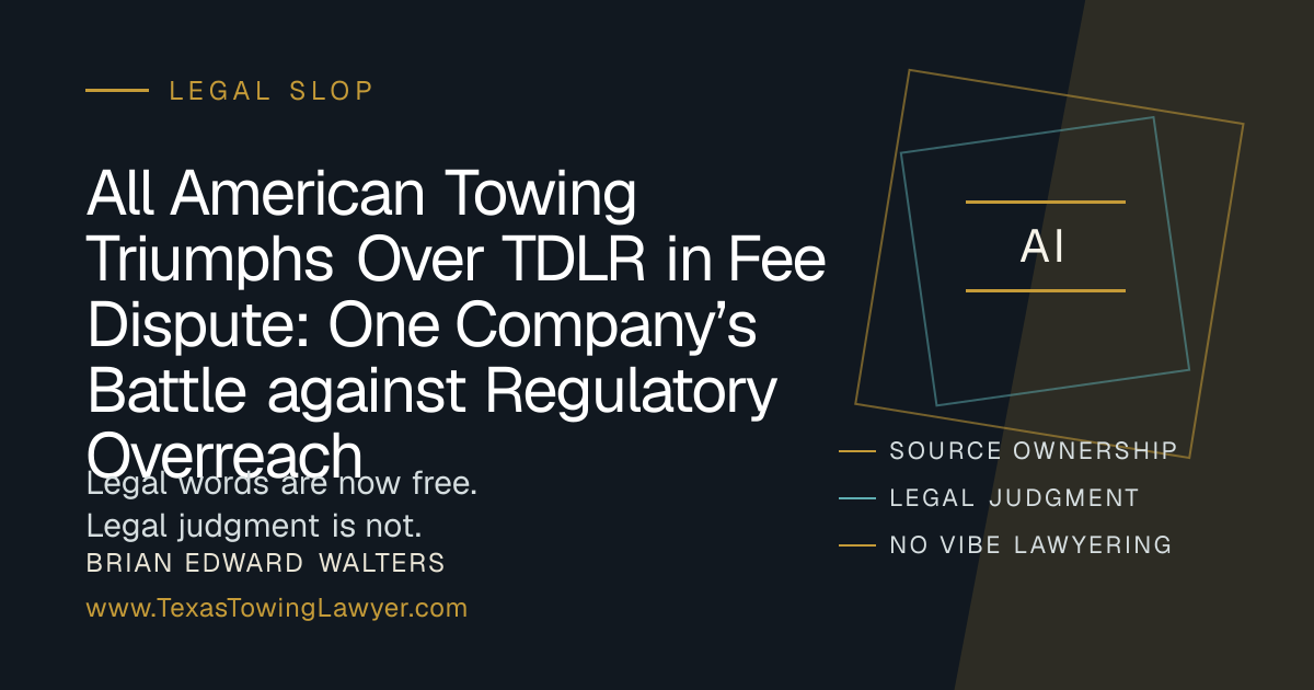 All American Towing Triumphs Over TDLR in Fee Dispute: One Company’s ...