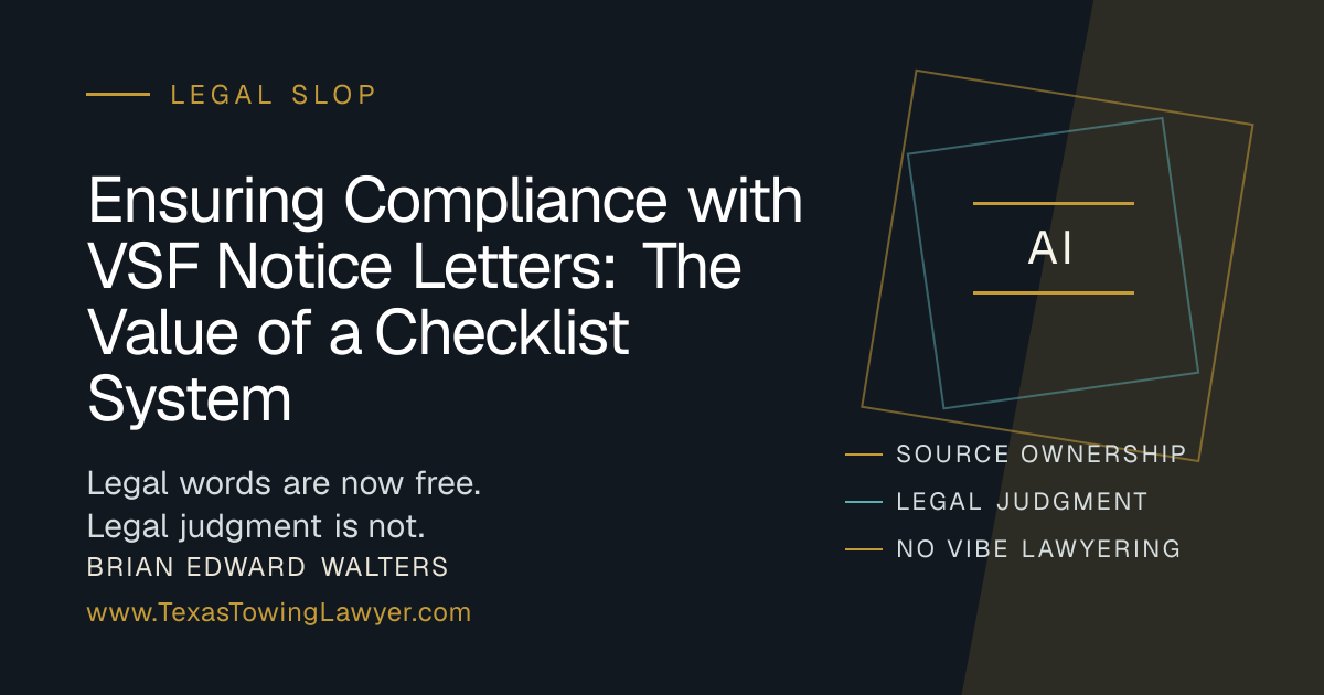 Ensuring Compliance with VSF Notice Letters: The Value of a Checklist ...