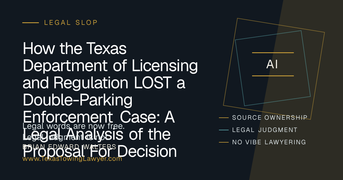 How the Texas Department of Licensing and Regulation LOST a Double ...