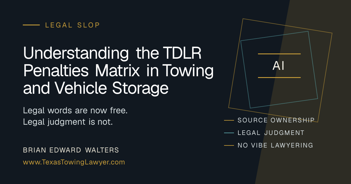 Understanding the TDLR Penalties Matrix in Towing and Vehicle Storage ...