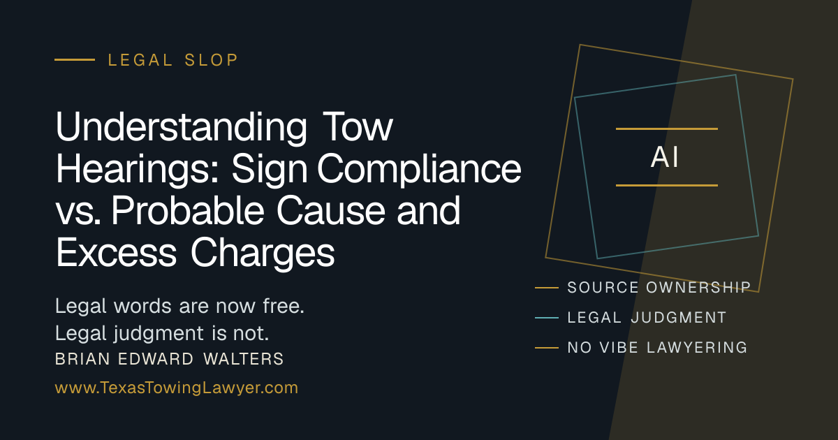 Understanding Tow Hearings: Sign Compliance vs. Probable Cause and ...